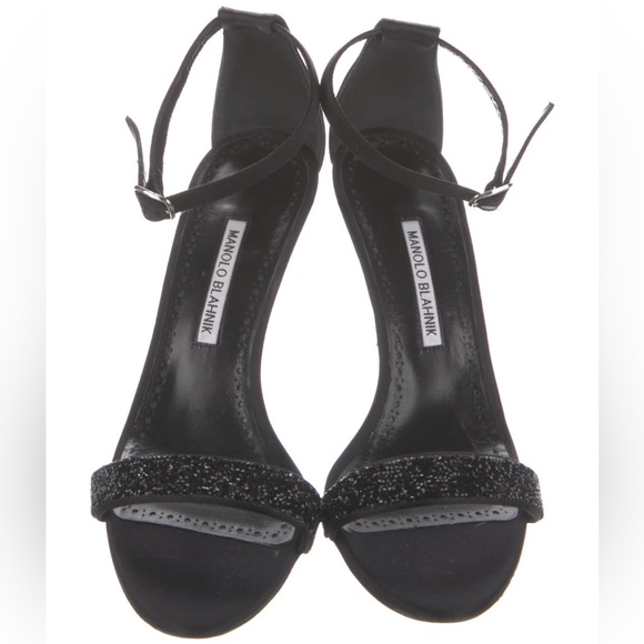 Manolo Blahnik CHAOS CRYSTALROCK Black Satin Sandals Size: 11 | IT 41 - Picture 5 of 16